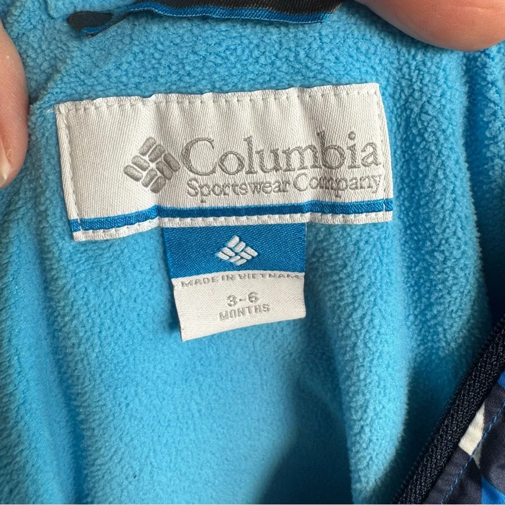 Columbia Baby Blue Colorful Geometric Pattern Fleece Lined ‎ Jacket 3-6 Months